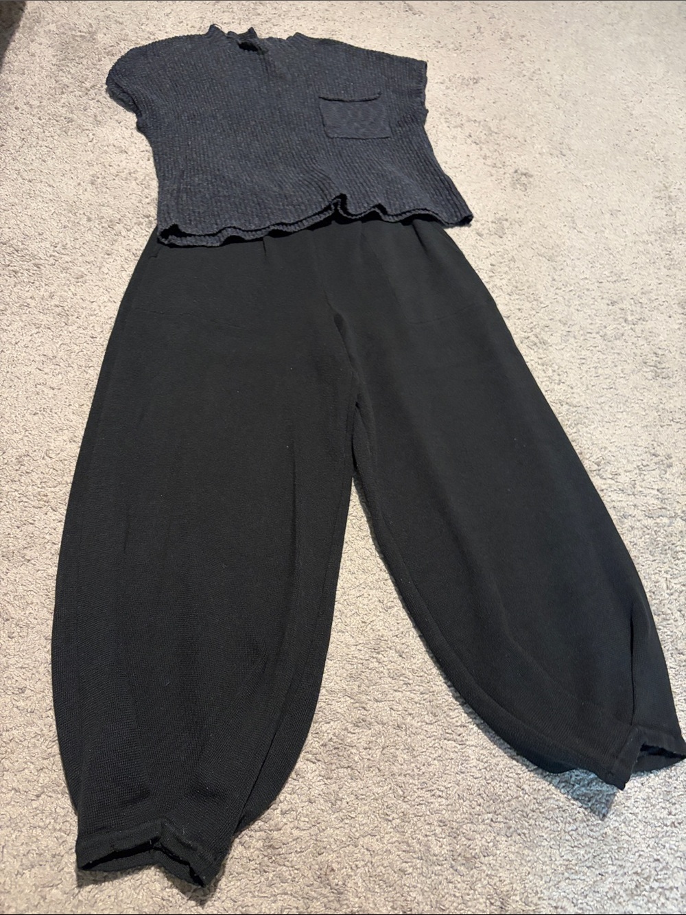 Free People Black Wide Harem Sweatpants
